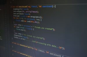 A picture showing a scren with java source code