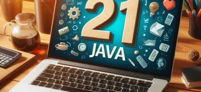 An image for a blog post with the phrase JAVA 21 prominently displayed